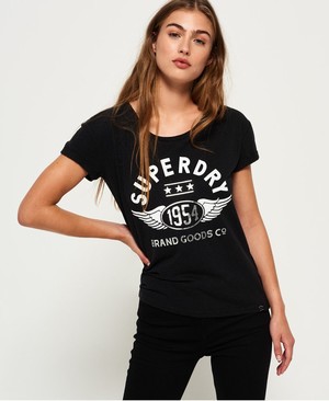 Superdry 1954 Brand Goods Slim Boyfriend Női Pólók Fekete | AJIMZ8415